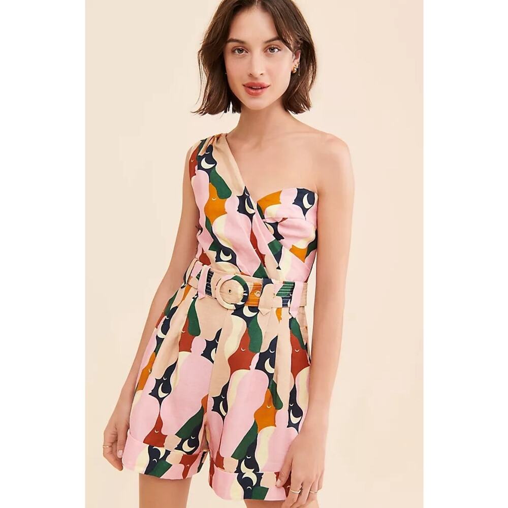 FARM Rio The Kiss Multicolor One Shoulder Romper